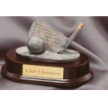 3.5" Golf - Pitching Wedge and Ball Resin Sculpture Award w/ Oblong Base